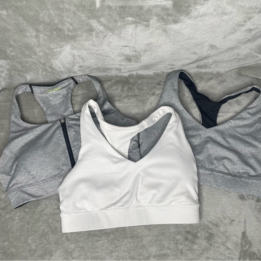 Tek Gear Sports Bra Bundle 3 Pack Size Small Gray White Activewear Gym
